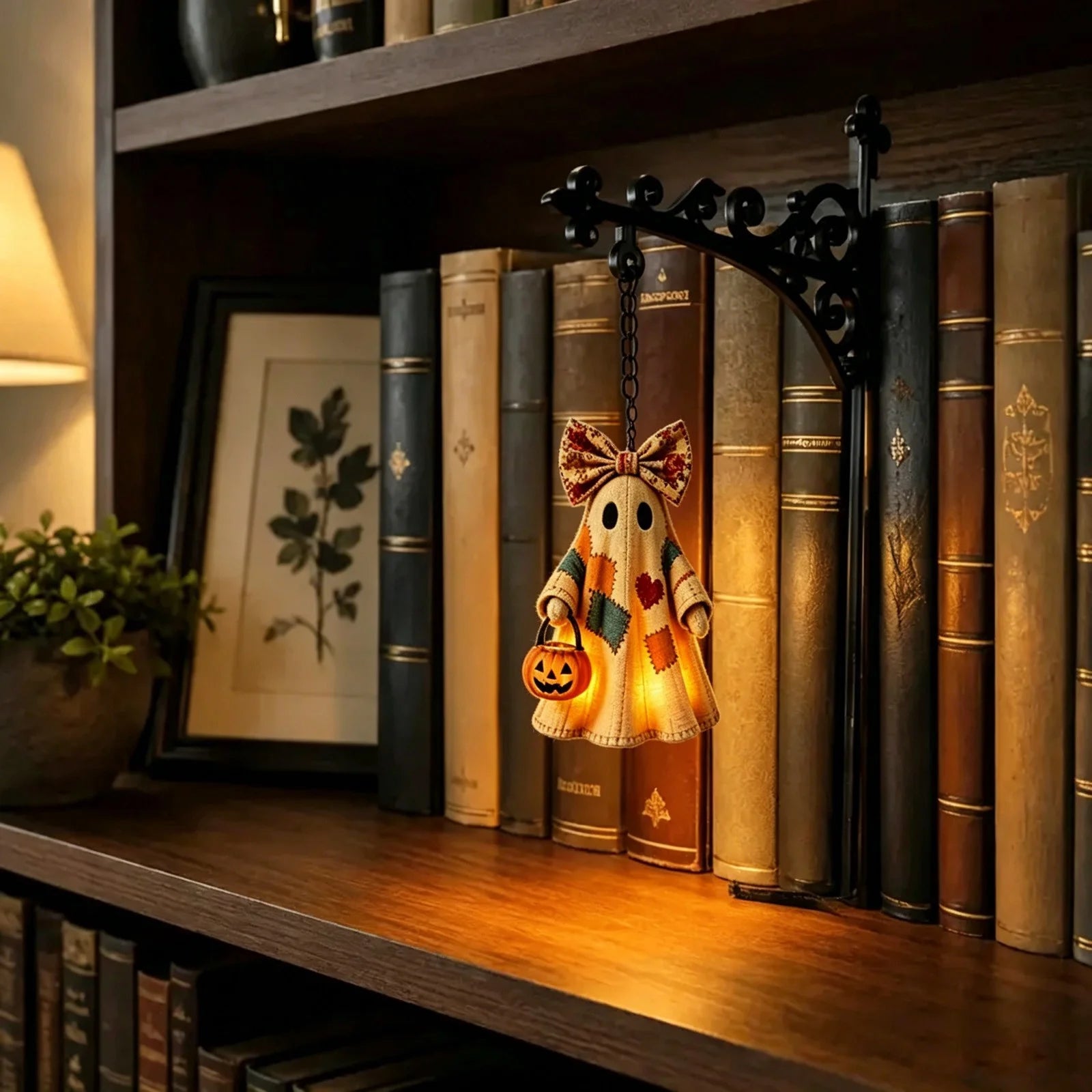 Ghost Library Lantern, Decorative Bookshelf Lighting, Reading Book Shelf Lights, Antique LED Books Nook Lamp Ornament for Study Reading Corner Home Library, Unique Gift for Book Lovers