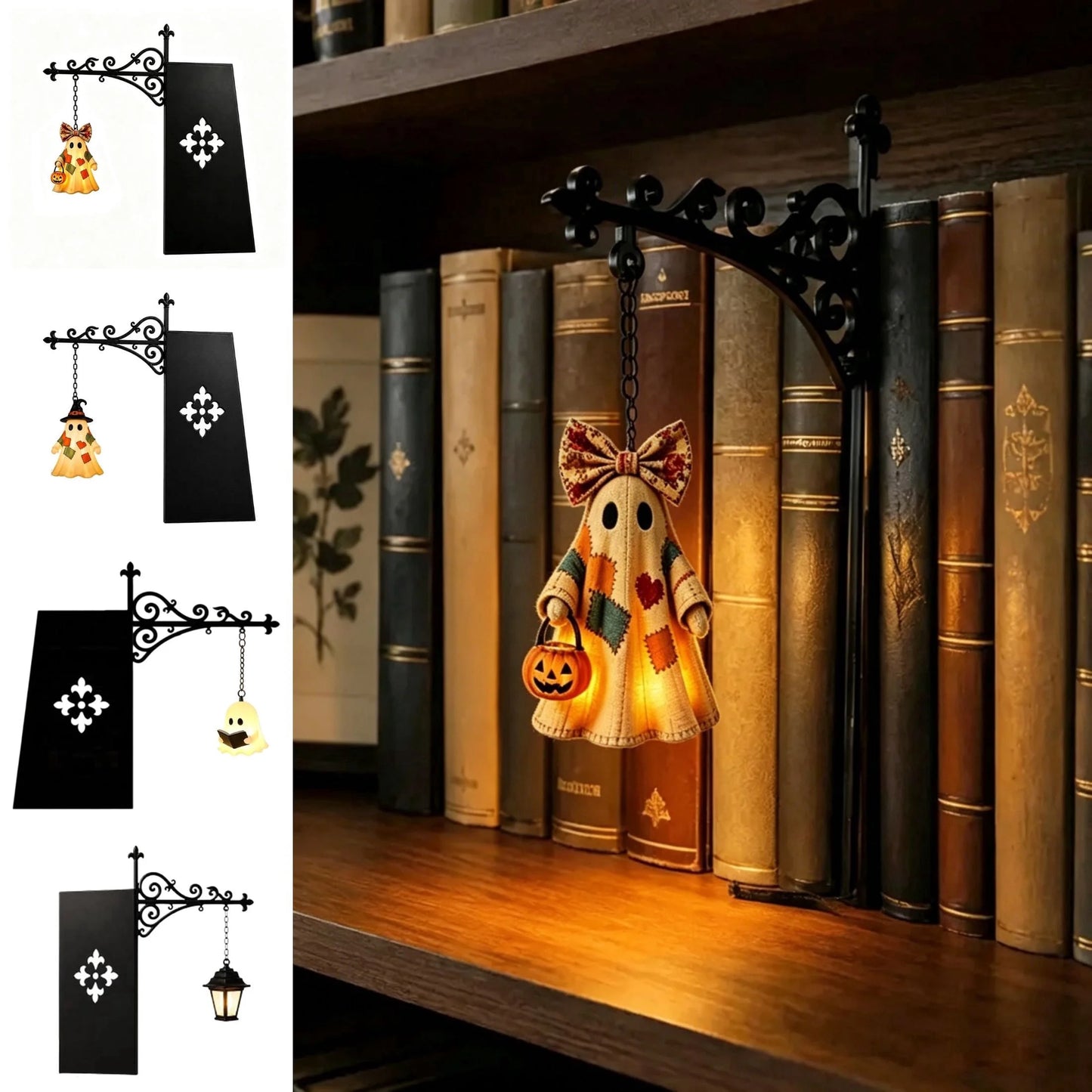 Ghost Library Lantern, Decorative Bookshelf Lighting, Reading Book Shelf Lights, Antique LED Books Nook Lamp Ornament for Study Reading Corner Home Library, Unique Gift for Book Lovers