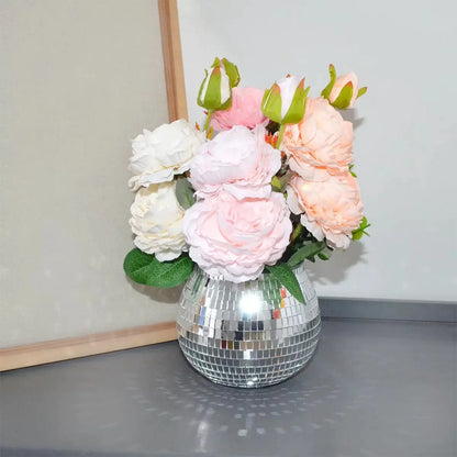 Disco Ball Planter, Disco Decor Flower Pot, Mirror Ball Planter, for Indoor Bedroom Living Room Kitchen Study Room Balcony Desk Shelf Windowsill Home Party Succulents Cactus
