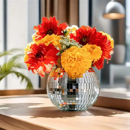 Disco Ball Planter, Disco Decor Flower Pot, Mirror Ball Planter, for Indoor Bedroom Living Room Kitchen Study Room Balcony Desk Shelf Windowsill Home Party Succulents Cactus